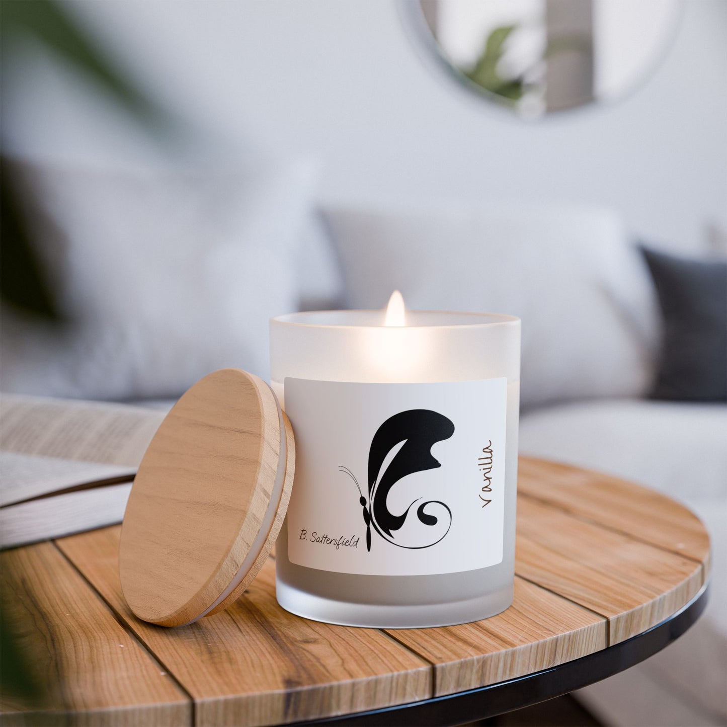 Ala Elegant Butterfly Frosted Glass Candle - 11oz Aromatherapy